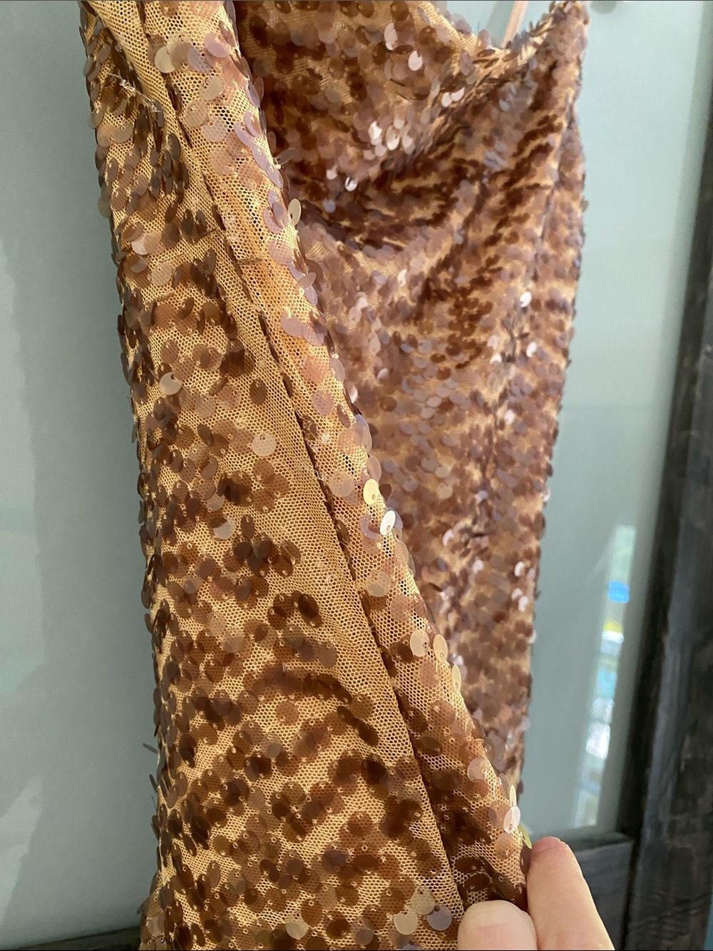 $118 msrp Astr Rose Gold Sequin Cowl Mini Dress xs - Picture 5 of 8